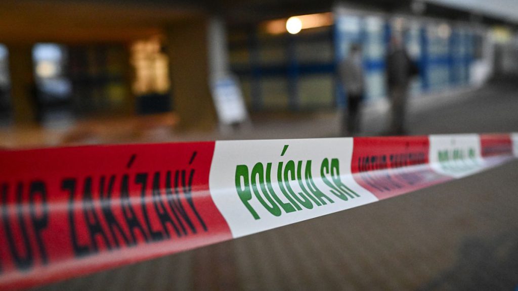 Police tape at the hospital in Banská Bystrica