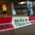 Police tape at the hospital in Banská Bystrica
