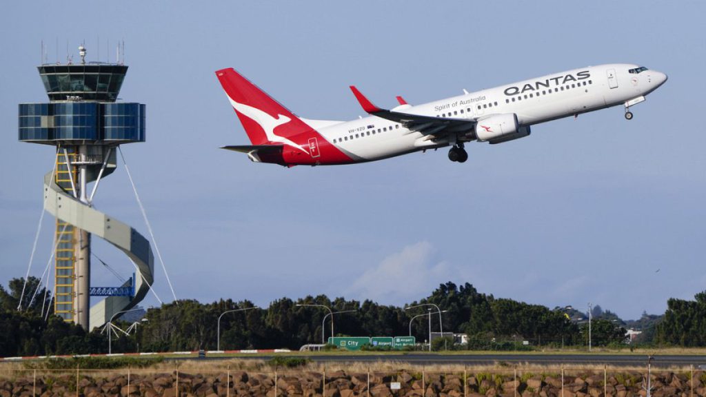 A Qantas jet arrives at Melbourne