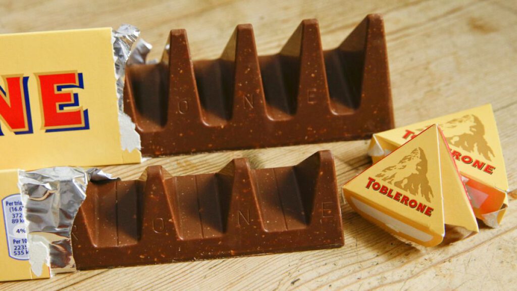 Toblerone chocolate bars.