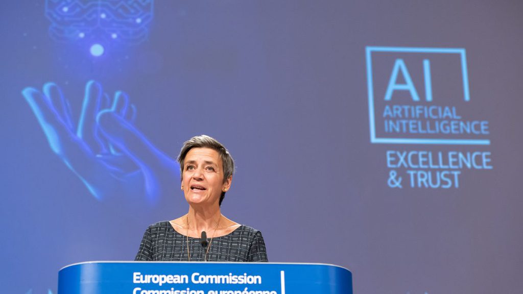 EU Commission Vice President Margarethe Vestager when presenting the AI Act.