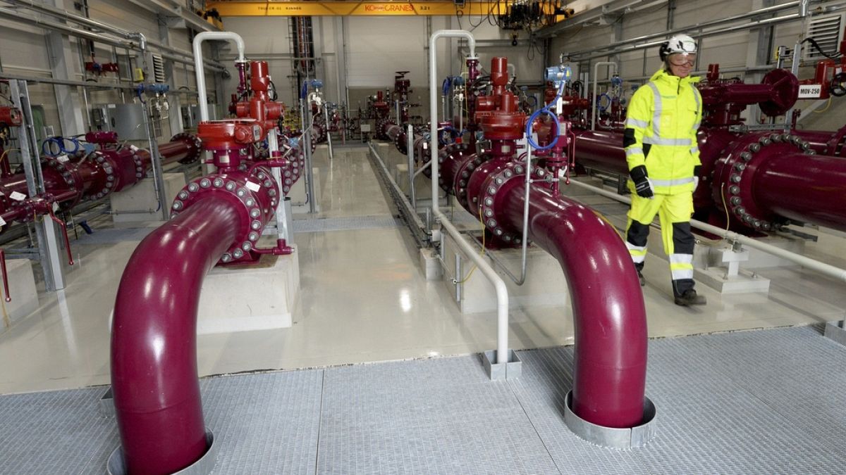 A compression station of the Baltic Connector marine gas pipeline is pictured in Inkoo, Finland.