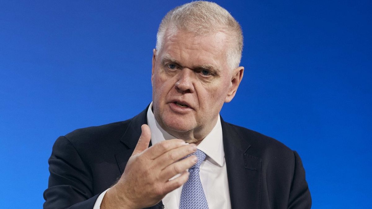 CEO of HSBC, Noel Quinn, speaks during the Bloomberg Transition Finance Action Forum at the Plaza Hotel in New York. Sept. 19, 2023.