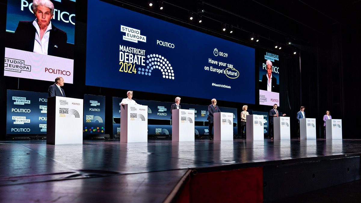 The lead candidates in the EU elections gathered in Maastricht for the first debate of the race.