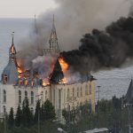 A building of the Odessa Law Academy is on fire after a Russian missile attack in Odessa, Ukraine, April 29, 2024