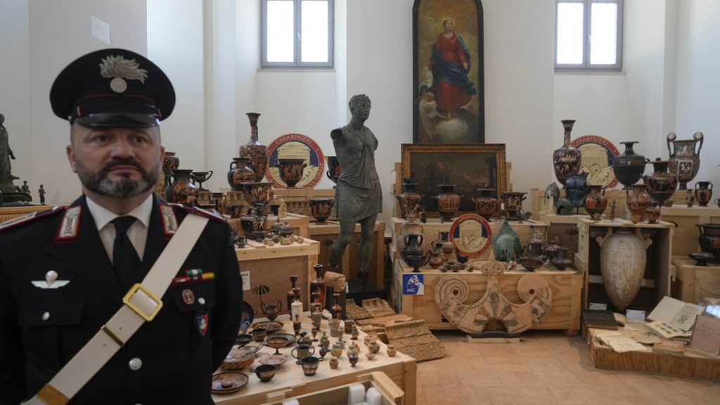 Some 600 stolen works of art that where given back by the US to the Italian Carabinieri Command for the Protection of Cultural Heritage are displayed in Rome - 28 May 2024