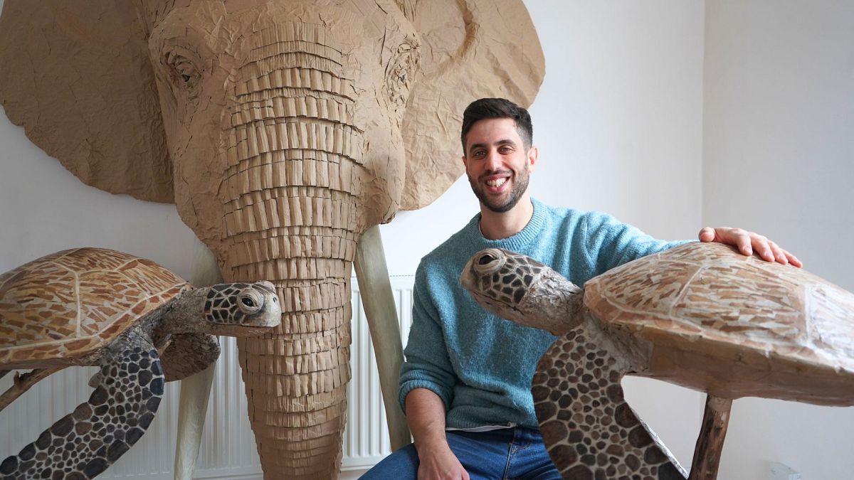 Josh Gluckstein creates sculptural wildlife masterpieces entirely from cardboard