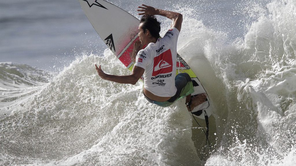 file photo, surfer Gavin Gillete, from U.S., competes during the Quiksilver Cup at Punta Roca beach in La Libertad, El Salvador, July 8, 2012.
