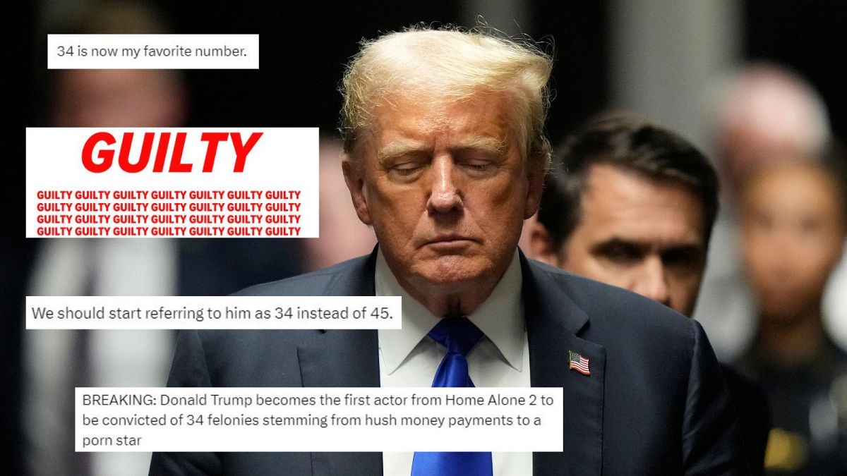 Best celebrity reactions and memes as Donald Trump found guilty on all 34 counts in hush money case