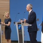 Kaja Kallas and Jens Stoltenberg speak at NATO press conference in Brussels.