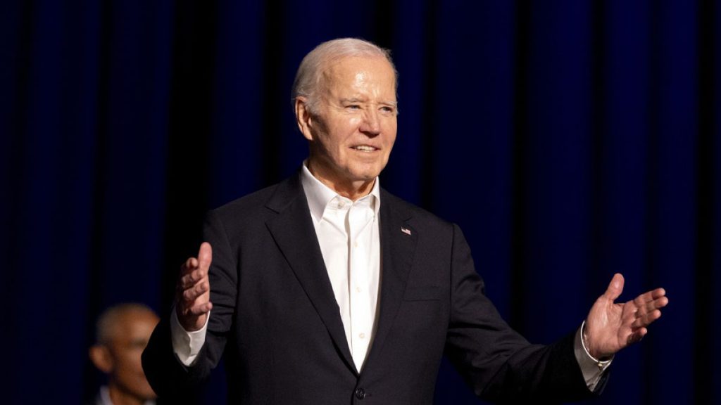 President Joe Biden arrives for a campaign event with former President Barack Obama moderated by Jimmy Kimmel at the Peacock Theater, Saturday, June 15, 2024, in Los Angeles.