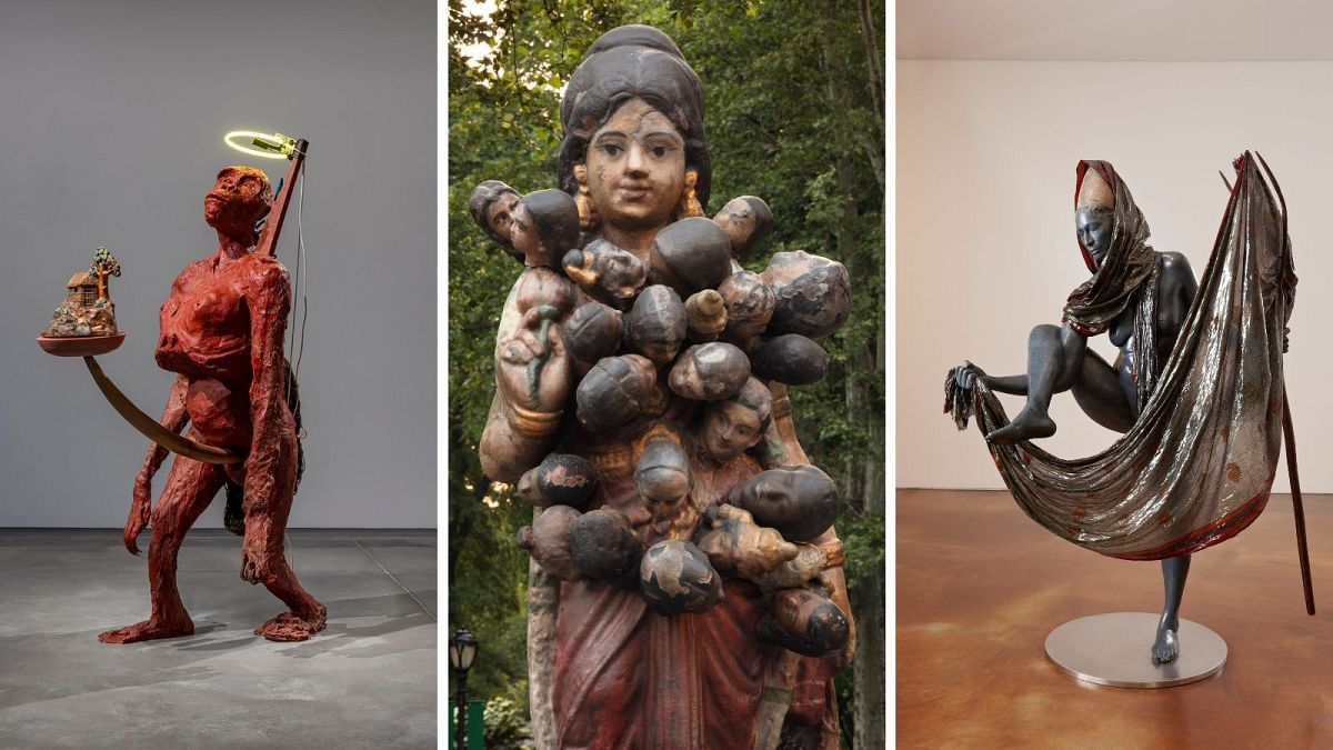 Some of the sculptures on display at Bharti Kher