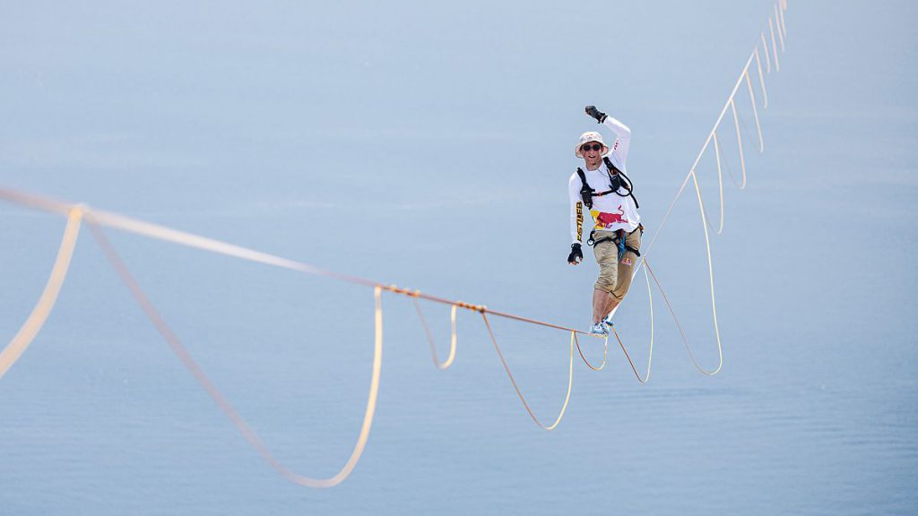 Daredevil: Jaan Roose performs during his journey across the Messina Crossing