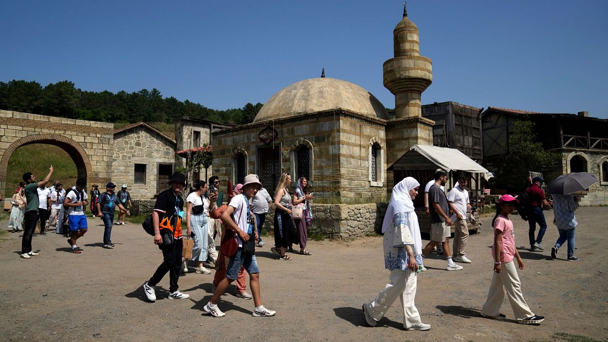 Tourists make a tour in Bozdag