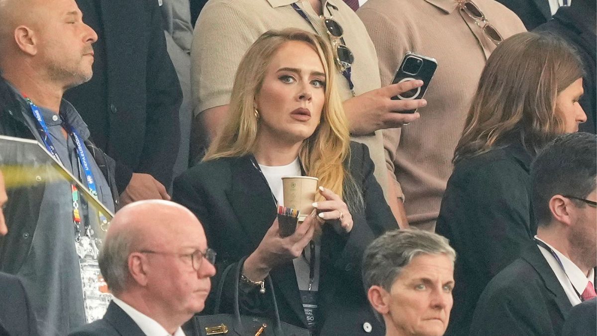Adele drops bombshell as she confirms she’s taking a break from music - Pictured here at the start of a semifinal match between the Netherlands and England at the Euro 2024