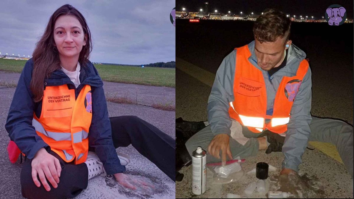 Climate activists glued to Colgne airport runway, 24 July 2024