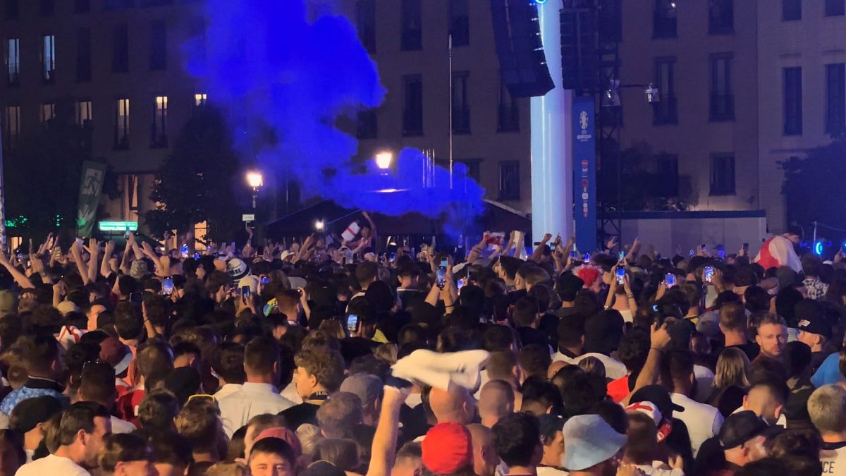 Football fans celebrating in Berlin