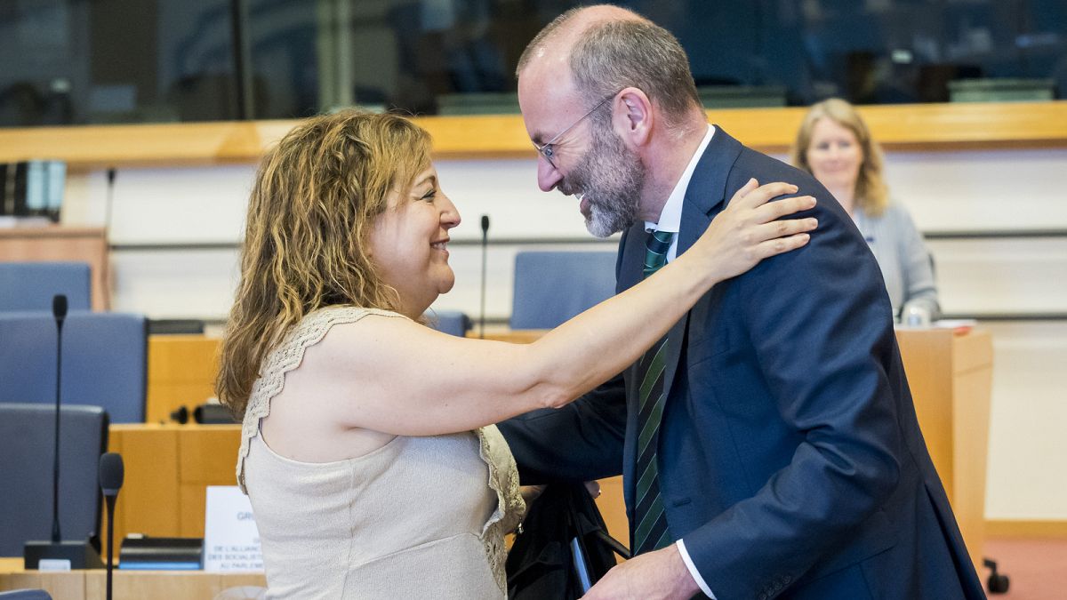 Iratxe García, President of the Socialists and Democrats, and Manfred Weber, President of the European People