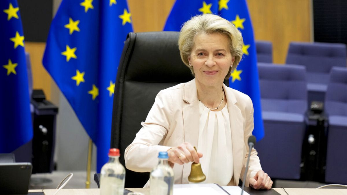 European Commission President Ursula von der Leyen at the start of the weekly College of Commissioners meeting at EU headquarters in Brussels, 25 January 2023