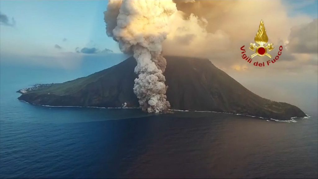 Volcano Stromboli erupting, July 5th 2024