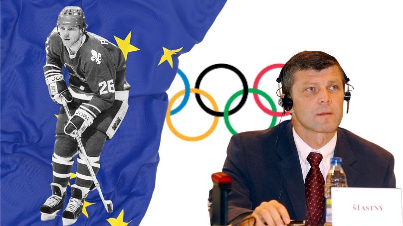 Peter Stastny grający w Quebec Nordiques, a w 2004 roku w Parlamencie Europejskim.