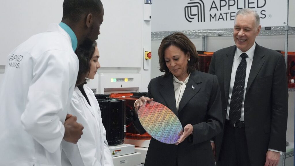 Vice President Kamala Harris tours a site where Applied Materials plans to build a $4 billion research facility