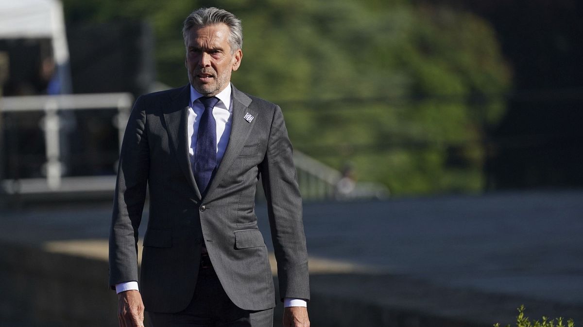 Prime Minister of the Netherlands Dick Schoof arrives to attend the European Political Community summit at Blenheim Palace in Woodstock, Oxfordshire, England.