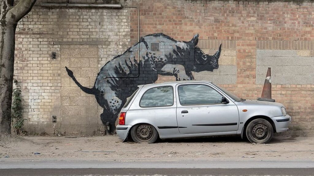 Banksy has unveiled the seventh work in his ongoing London animal series