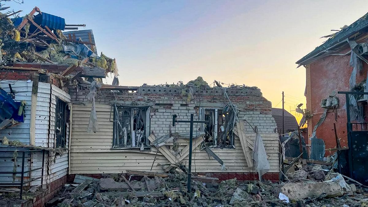 This photo released by acting Governor of Kursk region Alexei Smirnov, shows a damaged house after Ukrainian shelling in the city of Sudzha, Kursk, August 6, 2024.