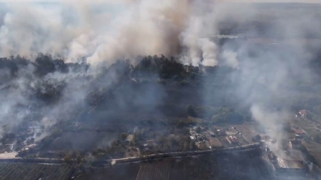 A massive fire burns in Maramures in northern Romania, September 8, 2024