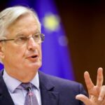 Michel Barnier speaks during a debate on the EU-UK trade and cooperation agreement at the European Parliament in Brussels, Tuesday, April 27, 2021.