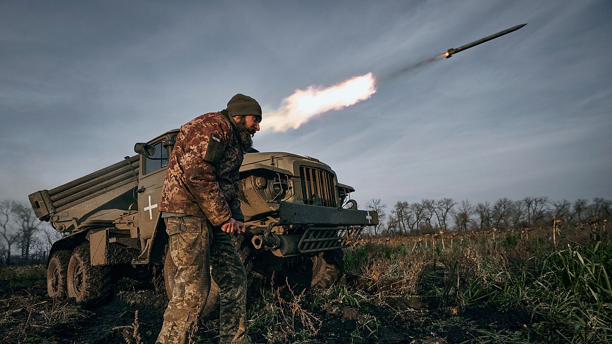 A Ukrainian rocket launcher in Donetsk