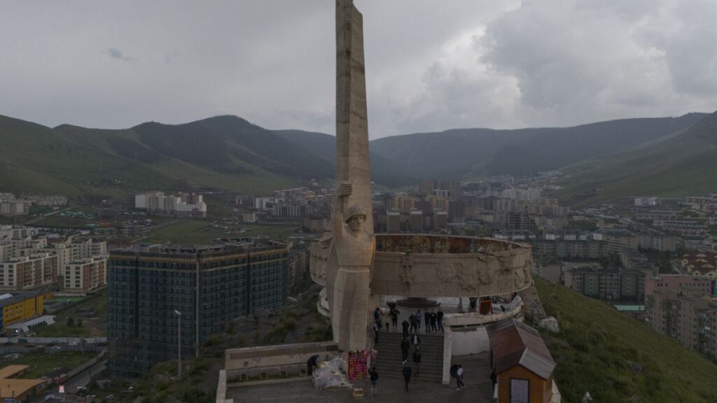 Tourists visit the Zaisan Memorial, a monument that honors allied Mongolian and Soviet soldiers killed in World War II, in Ulaanbaatar, Mongolia on June 29, 2024