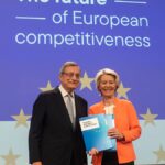 Ursula von der Leyen, President of the European Commission, and Mario Draghi, in charge of the report on competitiveness.