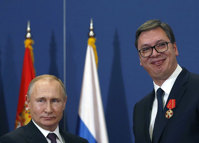 Prezydent Serbii Aleksandar Vučić ze swoim rosyjskim odpowiednikiem Władimirem Putinem w Belgradzie, 17 stycznia 2019 r.