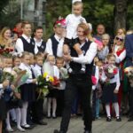 The traditional opening of the school year known as the Day of Knowledge in Minsk, Belarus, Saturday, Sept. 1, 2018.