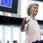 European Commission President Ursula von der Leyen addresses the plenary at the European Parliament in Strasbourg, 18 July 2024