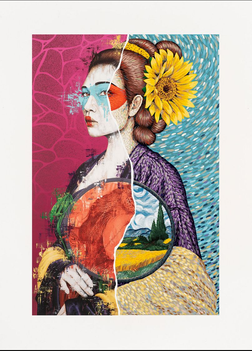 Praca z serii Homeage Fin Dac, przeczesując swój styl z Vincenta Van Gogha.